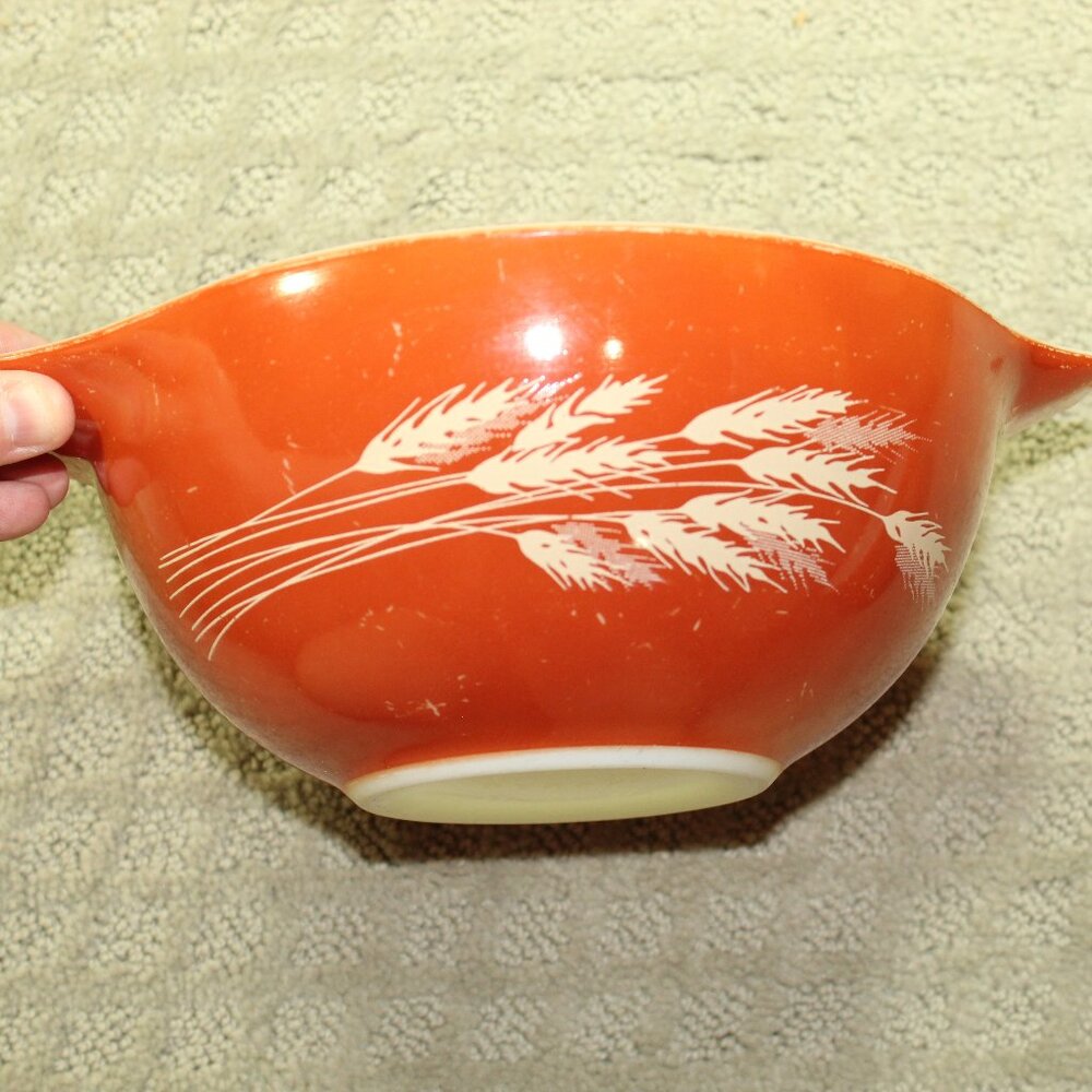 Vintage 1.5 Qt Pyrex Autumn Harvest Wheat Mixing Bowl 442 With Wheat Stalks